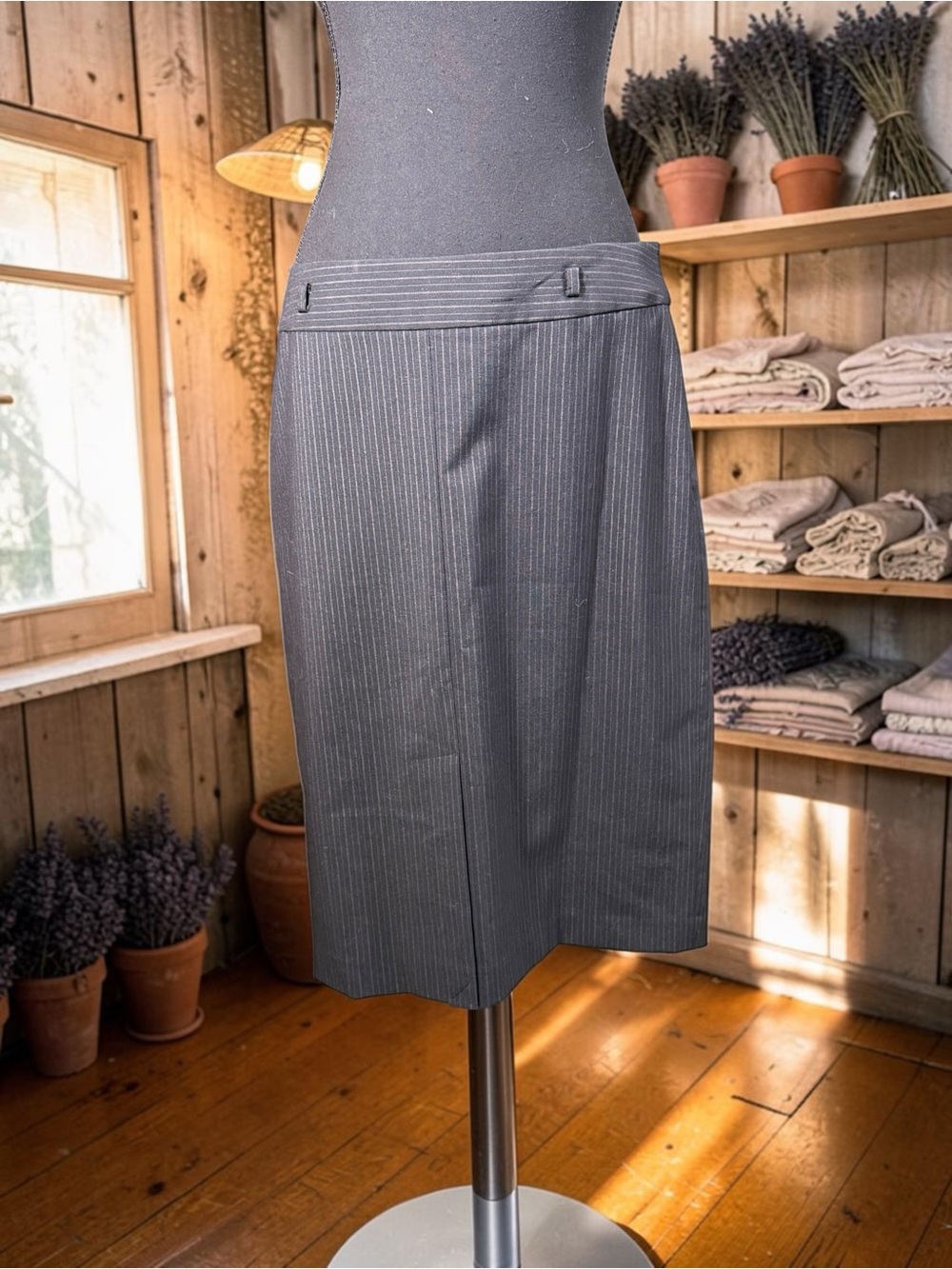 Jones Wear Charcoal Pinstripe Pencil Skirt